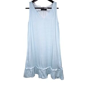 Lauren Ralph Lauren Striped V Neck Ruffle Nightgown Sleep Dress Women's Size S